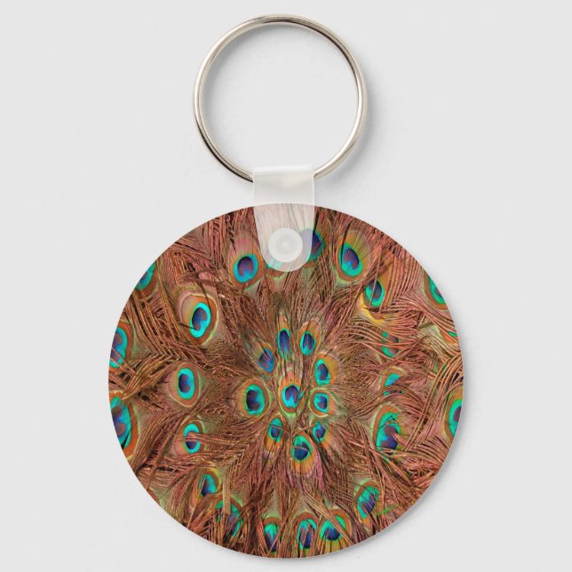 Peacock pattern Background Key Ring (Front)