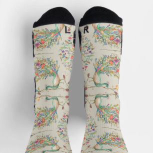 Peacock Pattern, Beautiful  Tropical Floral Socks