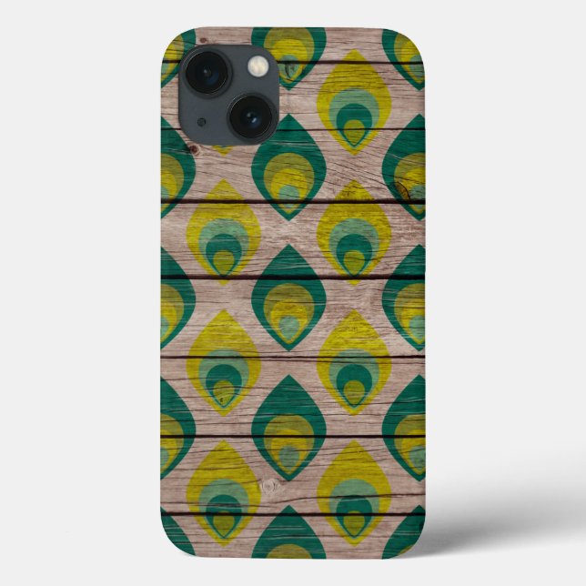 Peacock Pattern On Wood iPad Air Case (Back)