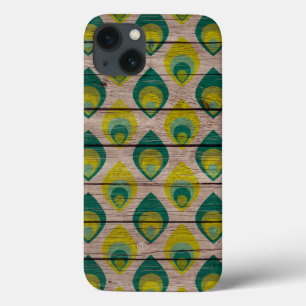 Peacock Pattern On Wood iPad Case