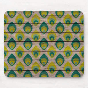 Peacock Pattern On Wood Mousepad