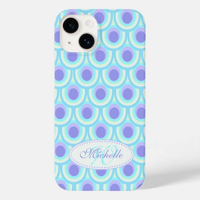 Peacock pattern purple blue name  Case-Mate iPhone case (Back)