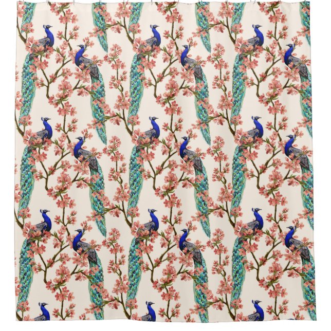 Peacock Pattern Shower Curtain (Front)