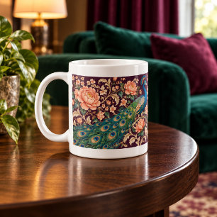 Peacock Pavilion Ornamental Floral Mug