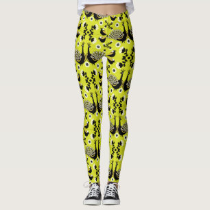 Peacock Peafowl Bird Folk Art Leggings