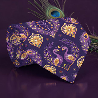 Peacock Peahen Pattern Necktie Tie