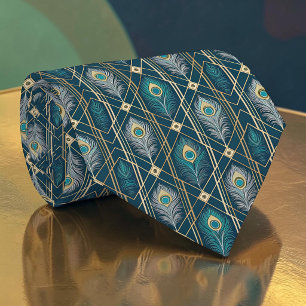 Peacock Peahen Pattern Necktie Tie