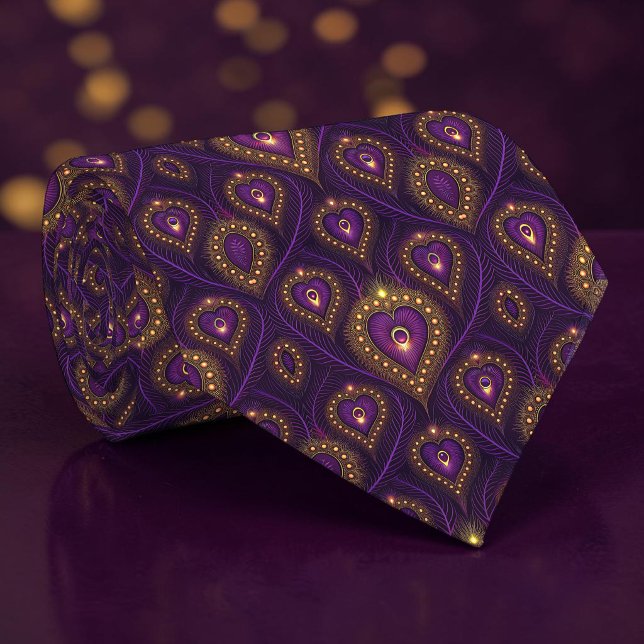 Peacock Peahen Pattern Necktie Tie (Creator Uploaded)