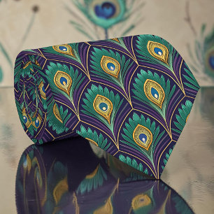 Peacock Peahen Pattern Necktie Tie