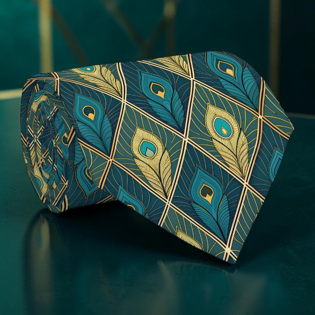 Peacock Peahen Pattern Necktie Tie (Creator Uploaded)