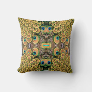 Peacock Peahen Peafowl Feathers Colourful Mirror Cushion