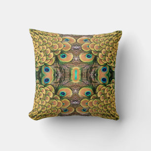Peacock Peahen Peafowl Feathers Colourful Mirror Cushion