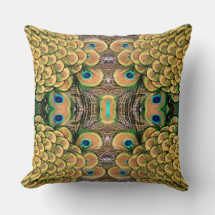 Peacock Peahen Peafowl Feathers Colourful Mirror Cushion