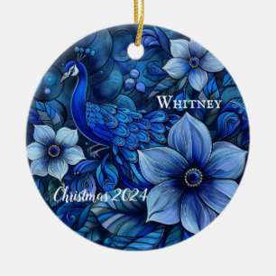 Peacock Personalised Christmas Ornament
