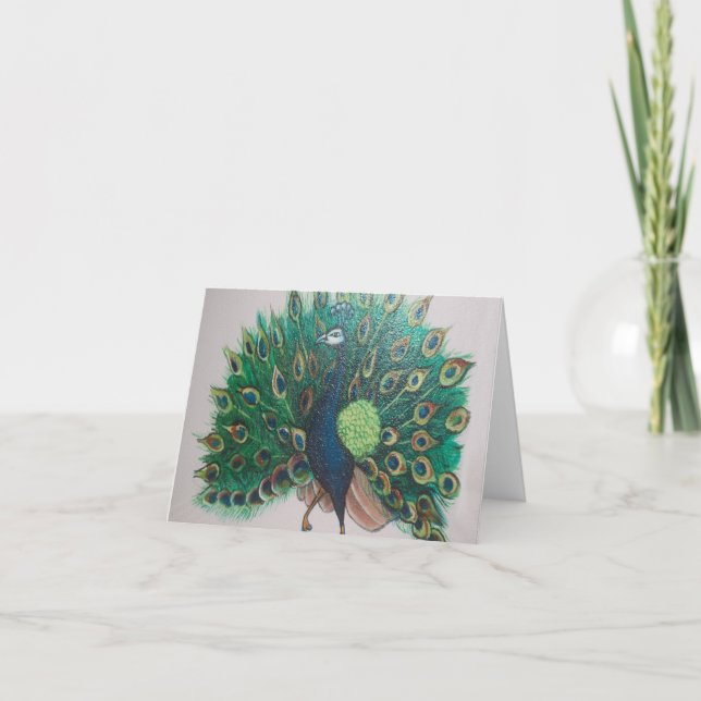 Peacock Photo Folded Note Card (Front)