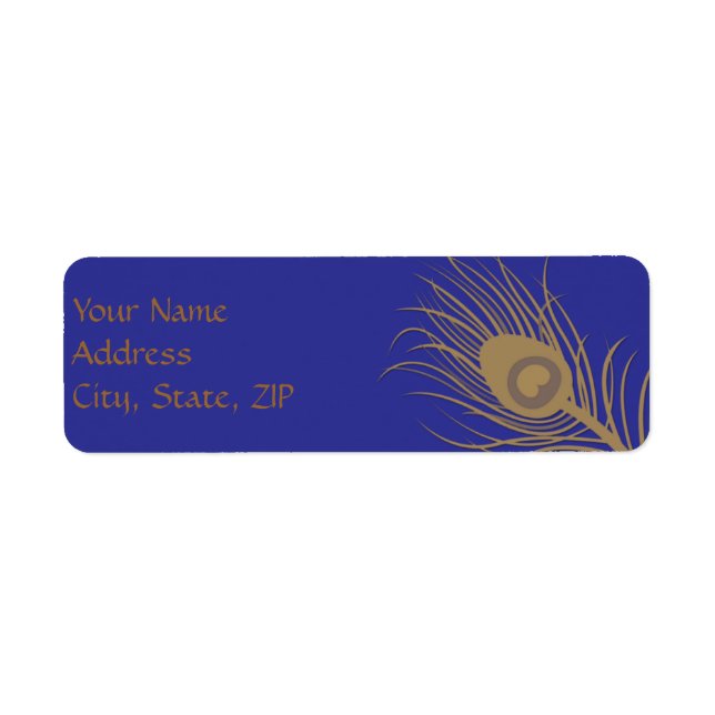 Peacock Plume in Gold and Navy Blue (Front)