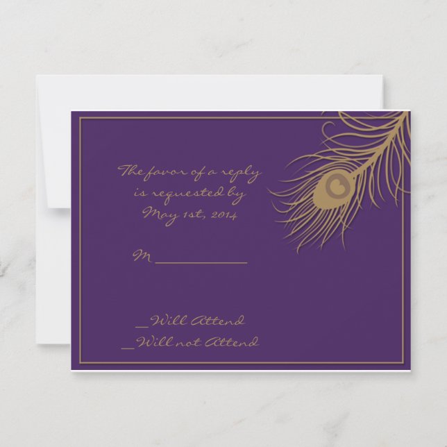 Peacock Plume in Gold and Plum Response Card (Front)
