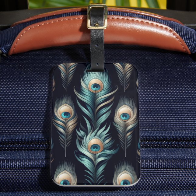 Peacock Plumes Luggage Tag (Front Insitu 2)