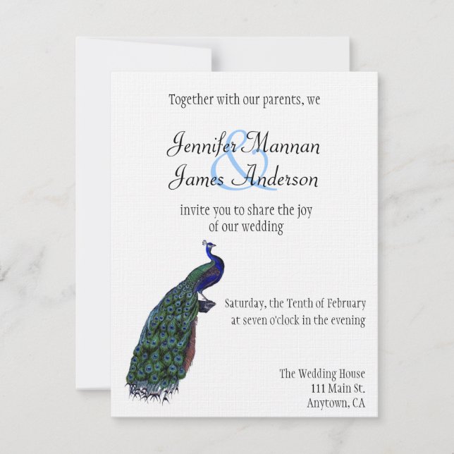 Peacock Plumes Wedding Invitation (Front)