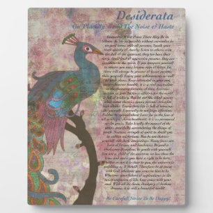 Peacock Pointing to the Desiderata Poem Plaque