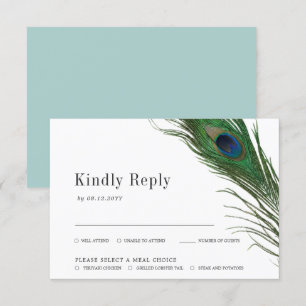 Peacock Poise Wedding Reply Card Meal Choice
