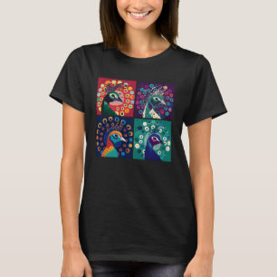 Peacock Pop Illustration Colourful Animal Women T-Shirt
