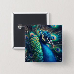 Peacock Profile 15 Cm Square Badge