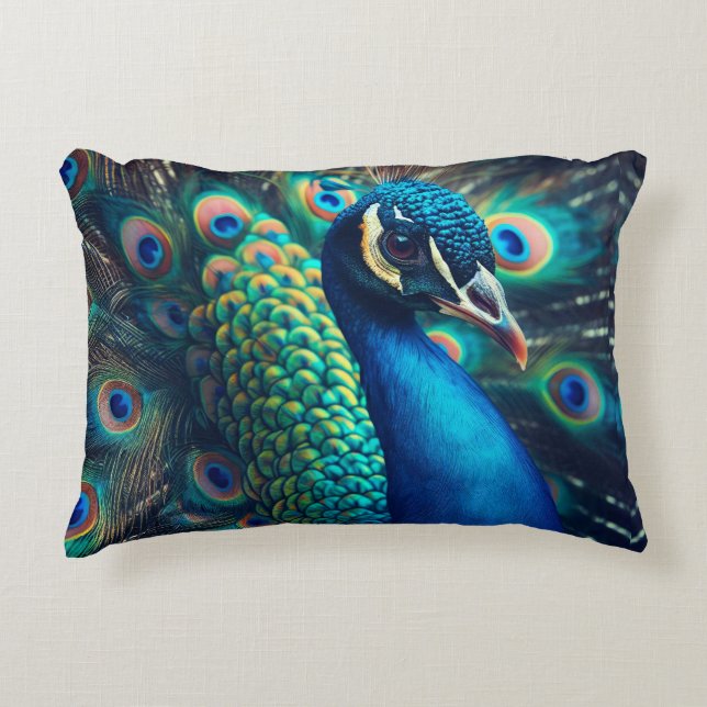 Peacock Profile Decorative Cushion (Front)