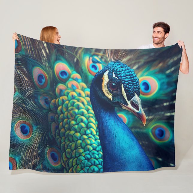 Peacock Profile Fleece Blanket (In Situ)