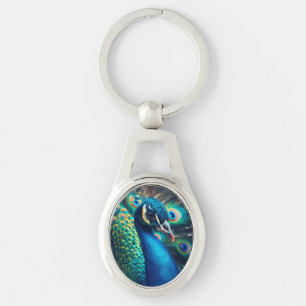 Peacock Profile Key Ring