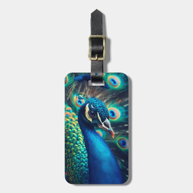 Peacock Profile Luggage Tag (Front Vertical)
