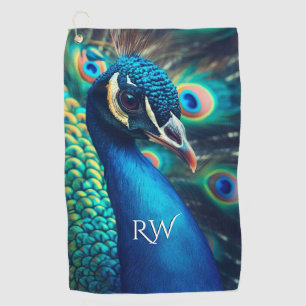 Peacock Profile Personal Initials Golf Towel