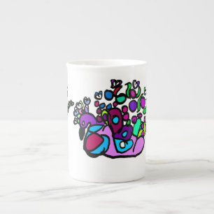Peacock purple roses  bone china mug