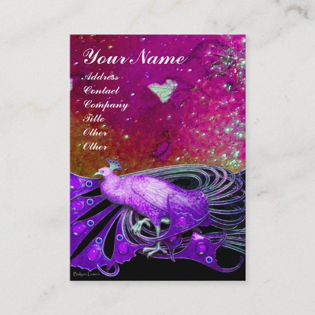 PEACOCK purple sparkle Business Card (Front)