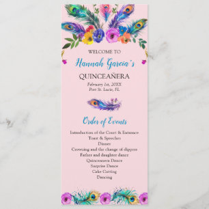 Peacock Quinceañera Order of Events-Honour Court Programme
