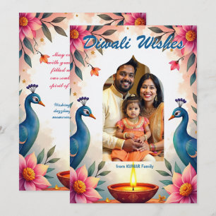 Peacock Radiance Diwali Greeting Card