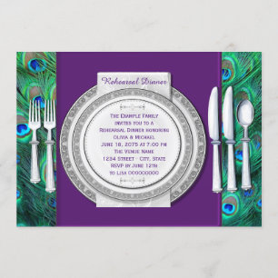 Peacock Rehearsal Dinner Invitation