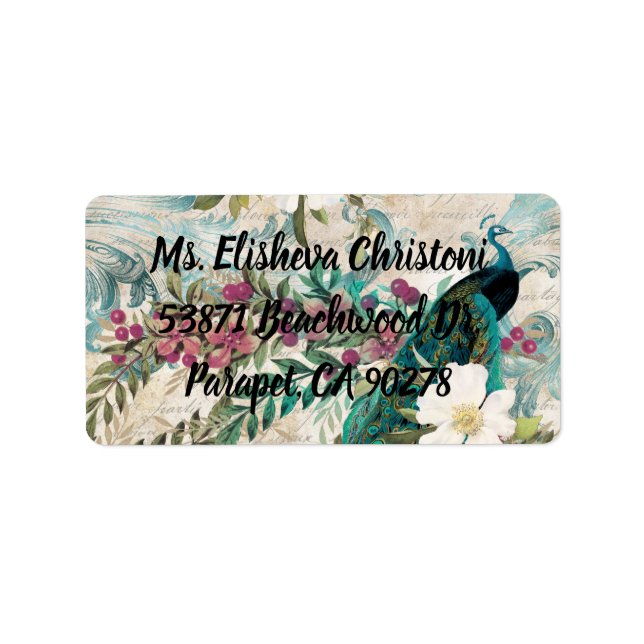 Peacock Return Address Labels Peacocks (Front)