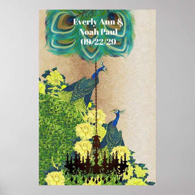 Peacock Roaring 20's Wedding Poster (Front)