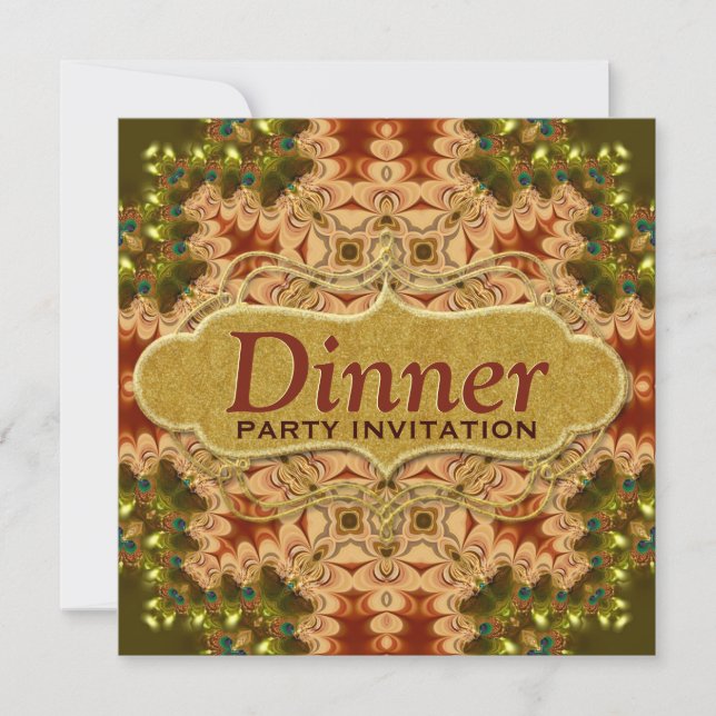 Peacock Ruffled Lace  Dinner Party Invite (Front)