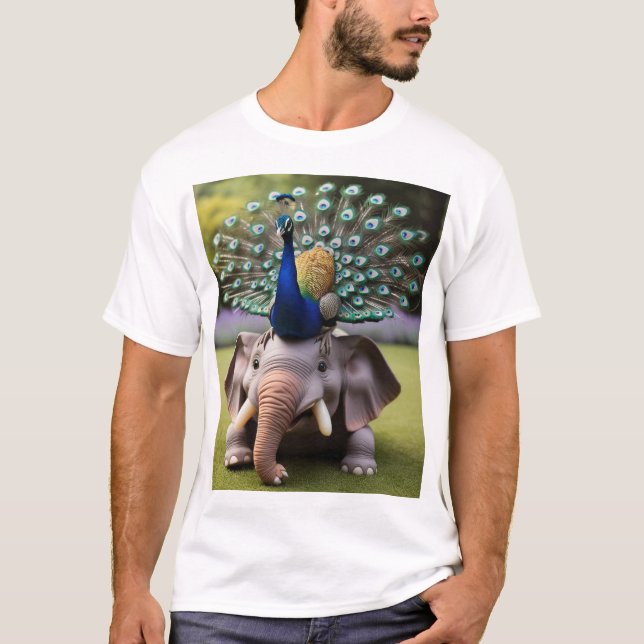 "Peacock’s Playful Pounce – Bold Tee" T-Shirt (Front)