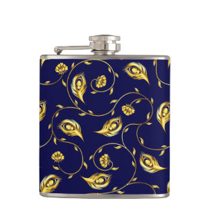 Peacock Sari Pattern Hip Flask