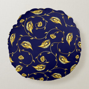 Peacock Sari Pattern Round Cushion