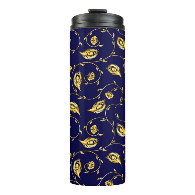 Peacock Sari Pattern Thermal Tumbler (Front)
