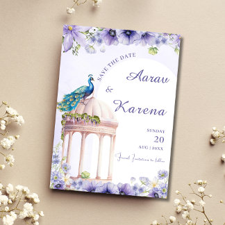 Peacock Save the date Indian save the date card