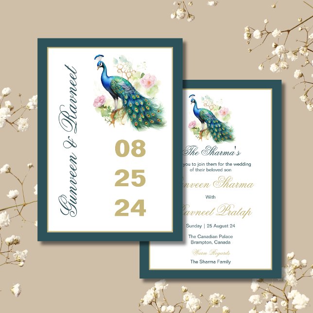 Peacock save the Date Peacock wedding invitation (Creator Uploaded)