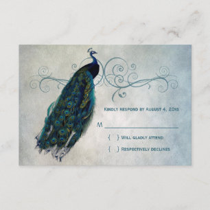 Peacock Scroll RSVP Card