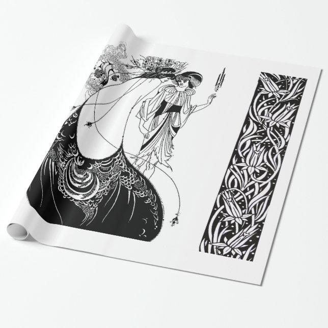 Peacock Skirt Beardsley Art Nouveau Wrapping Paper (Unrolled)