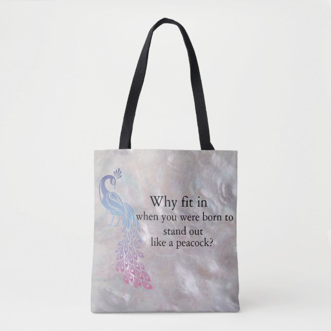 Peacock Slogan tote Bag (Front)