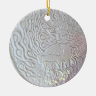 Peacock Snow Sculpture, Hotel de Glace, Quebec Ceramic Tree Decoration